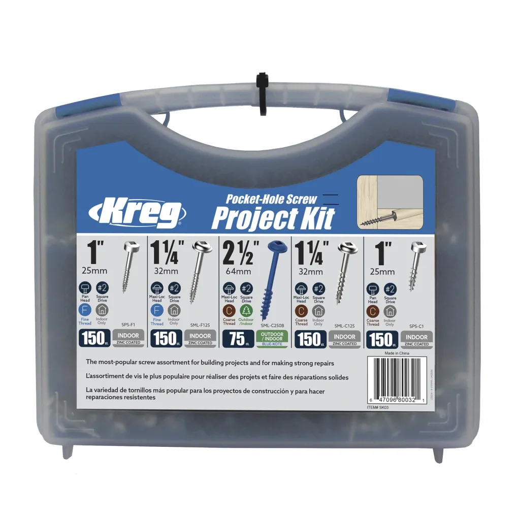Screw set for pocket holes
