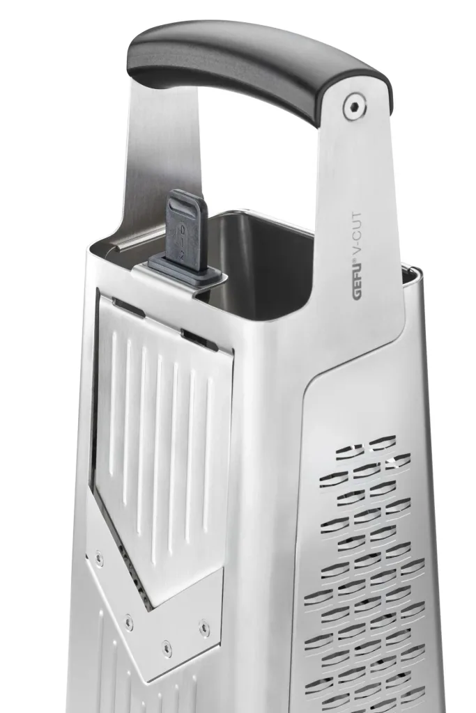 V-CUT square grater with 3-way adjustable planer, stainless steel