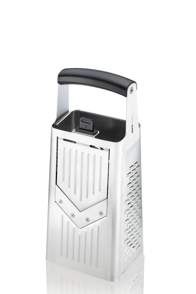 V-CUT square grater with 3-way adjustable planer, stainless steel