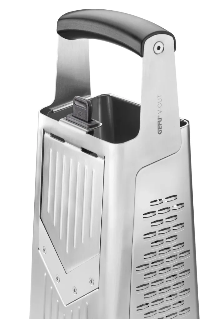 V-CUT square grater with 3-way adjustable planer, stainless steel
