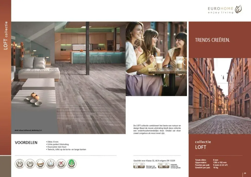 Loft laminate flooring Silverside Driftwood 8 mm 2.22 m²