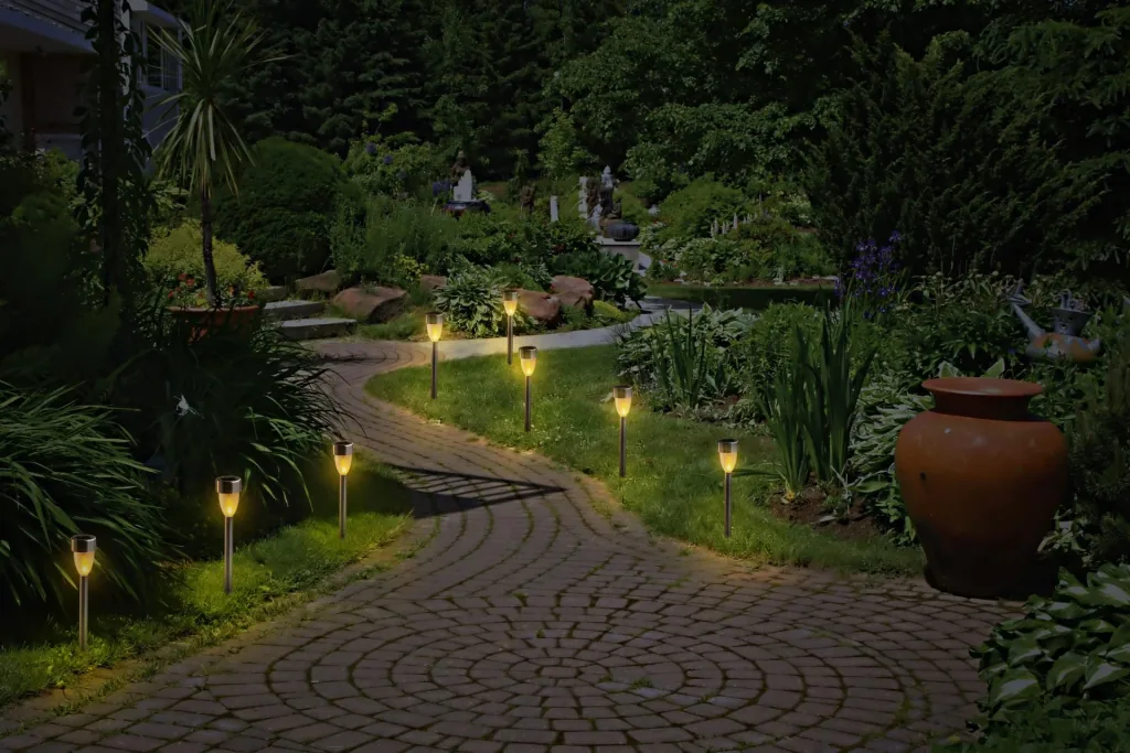 Solar LED stainless steel lights – 5 pieces