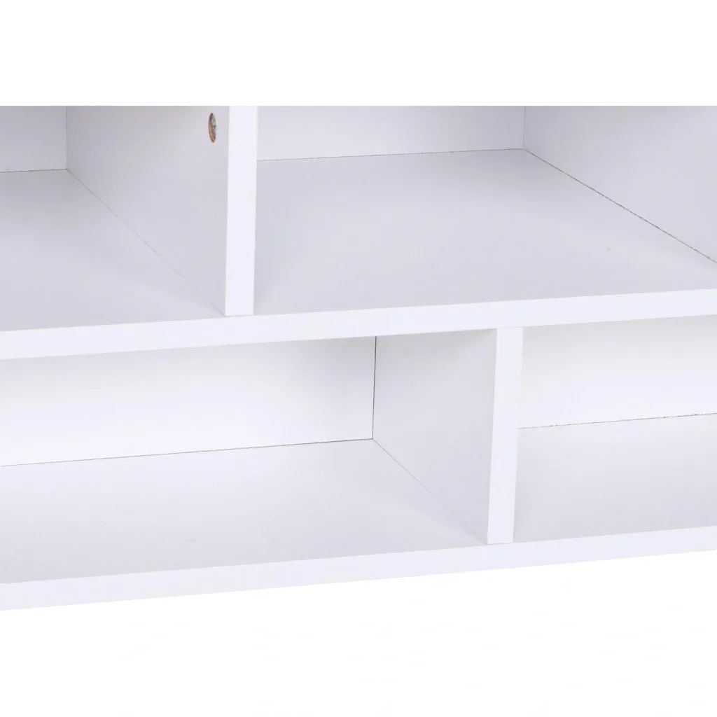 Coffee table, side table, living room table, sofa table, nesting table, 12 x shelves, wood, white, 70 x 70 x 29 cm