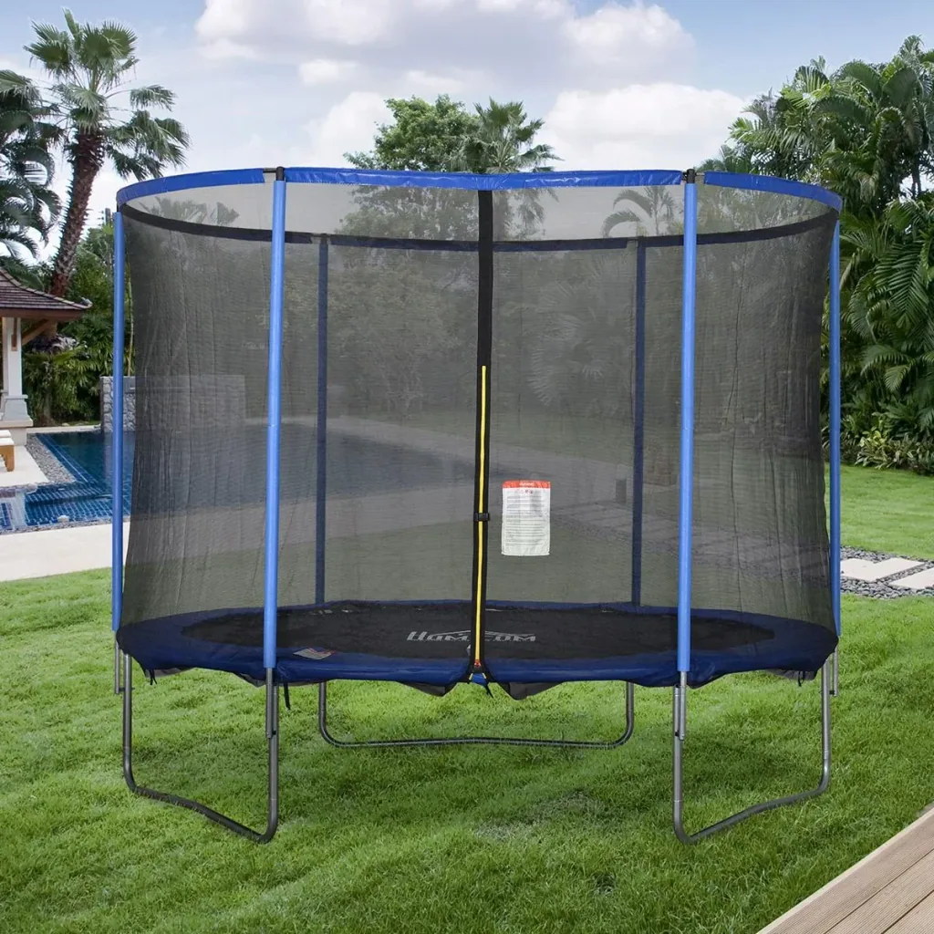 Trampoline with safety net blue, black
