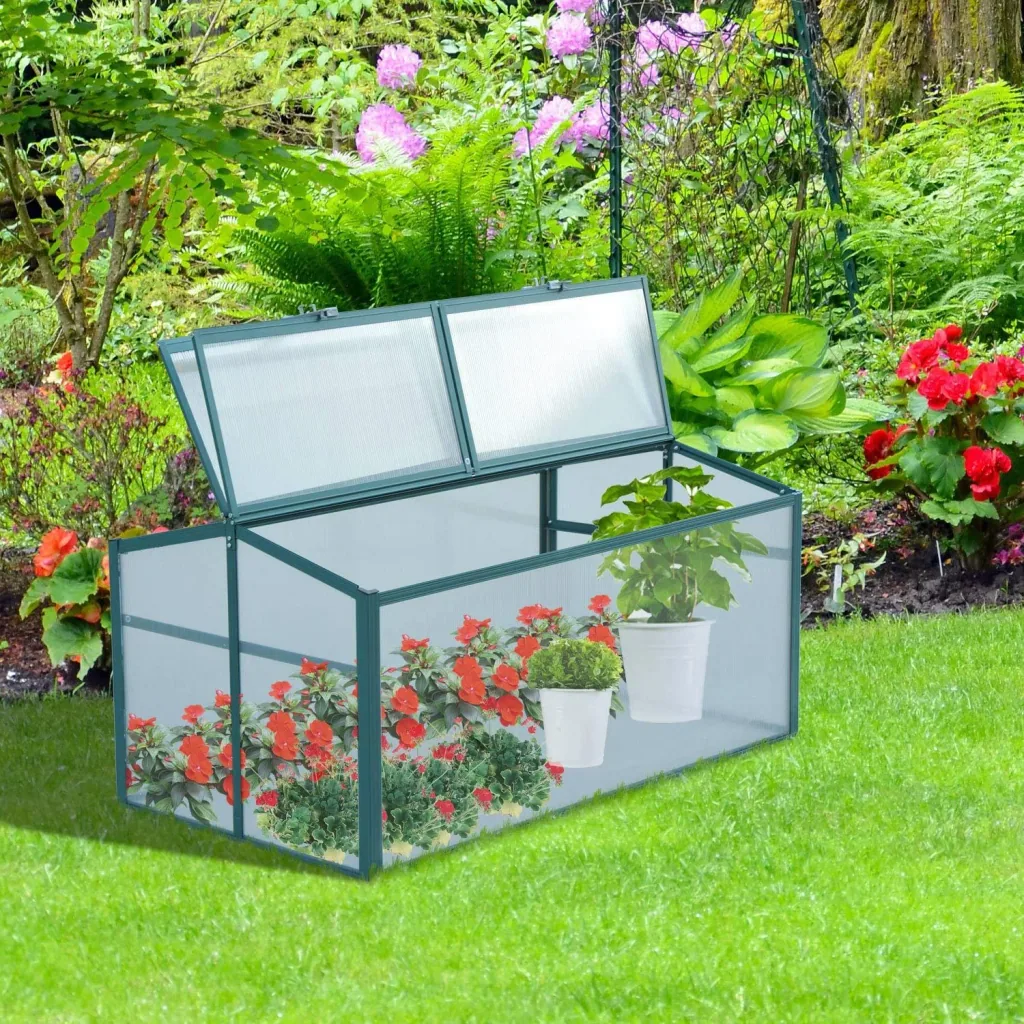 Cold frame with adjustable roof