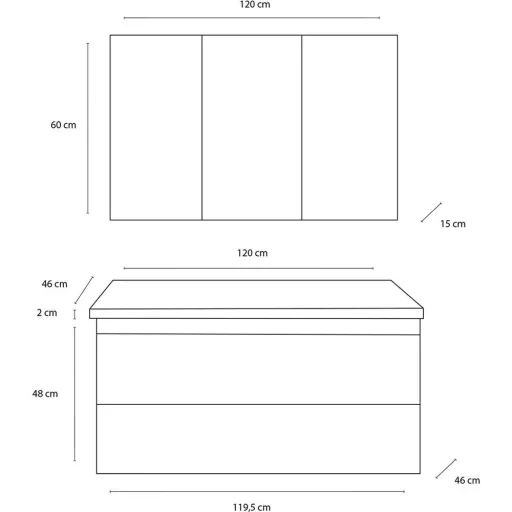 Bathroom furniture Style 120cm - Gris Oak