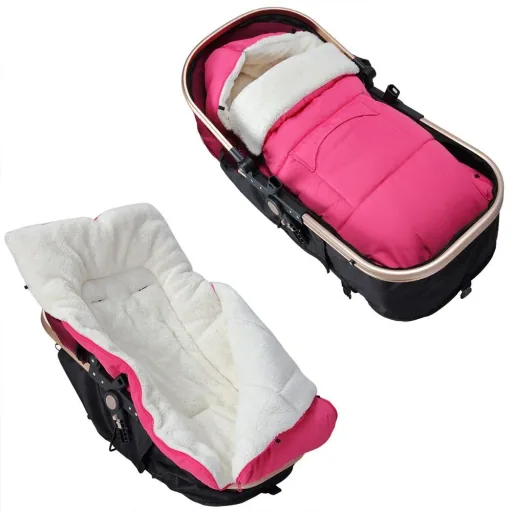 Baby Carrier Footmuff Pink | Teddy | with Storage Bag