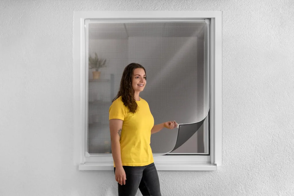 Fly screen magnetic frame with REFLECTION fabric, white, 100 x 120 cm