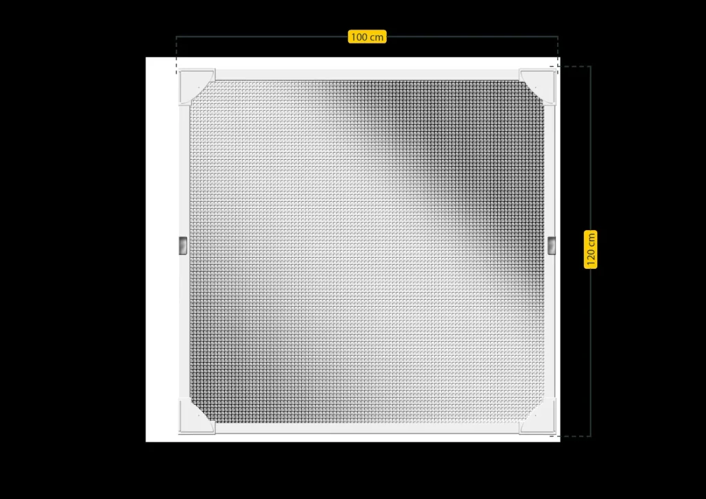 Fly screen magnetic frame with REFLECTION fabric, white, 100 x 120 cm