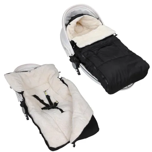 BabyGaga Stroller Footmuff Black | Teddy | Maxi-Cosi | with Storage Bag