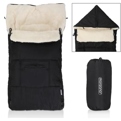 BabyGaga Stroller Footmuff Black | Teddy | Maxi-Cosi | with Storage Bag