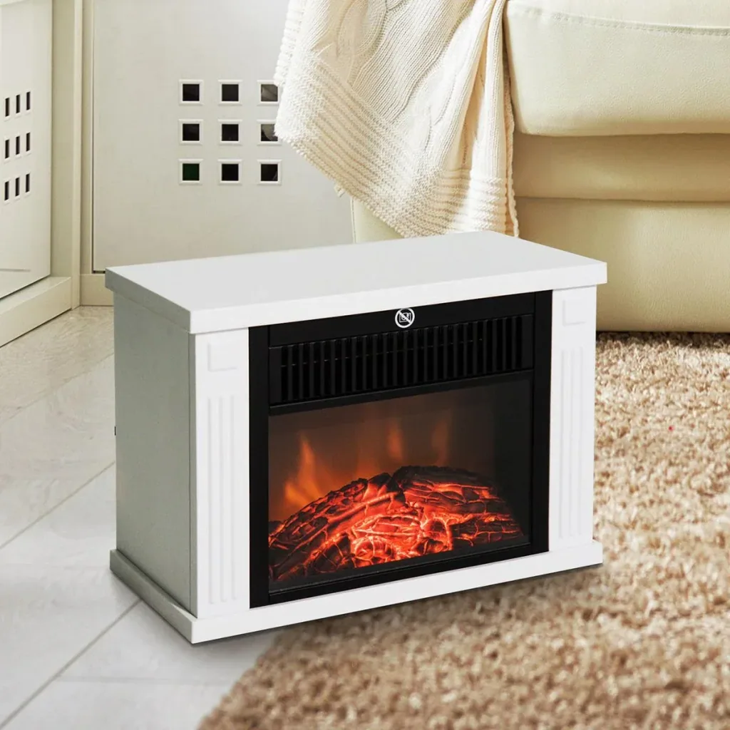 Electric fireplace flame effect and separate heating function