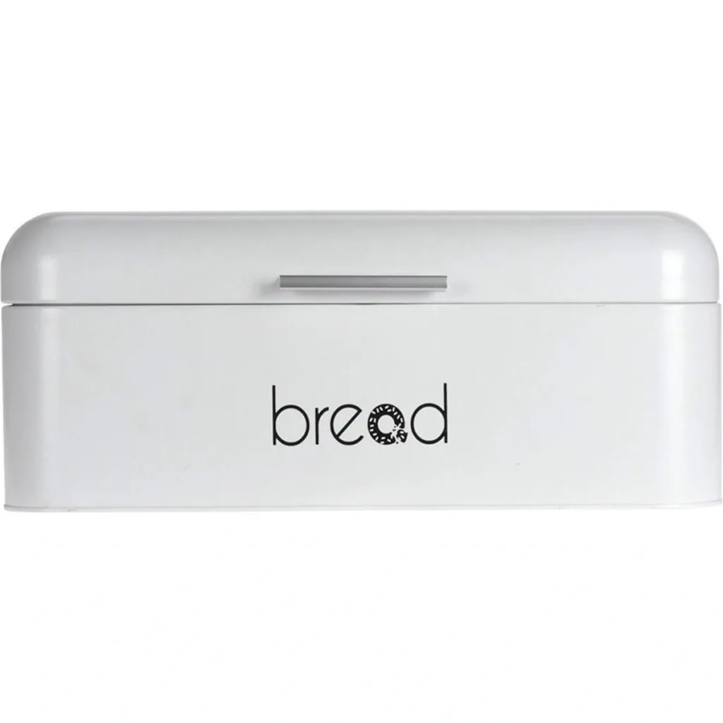 Bread bin - metal - white 42x22x16cm