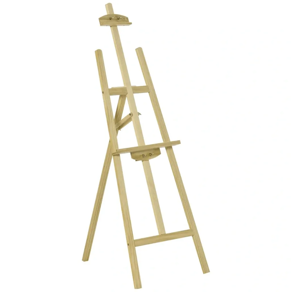 Easel Stretcher Frame Studio Easel 90° Adjustable with Holder Pinewood Natural 51.5 x 71.5 x 134.5 cm
