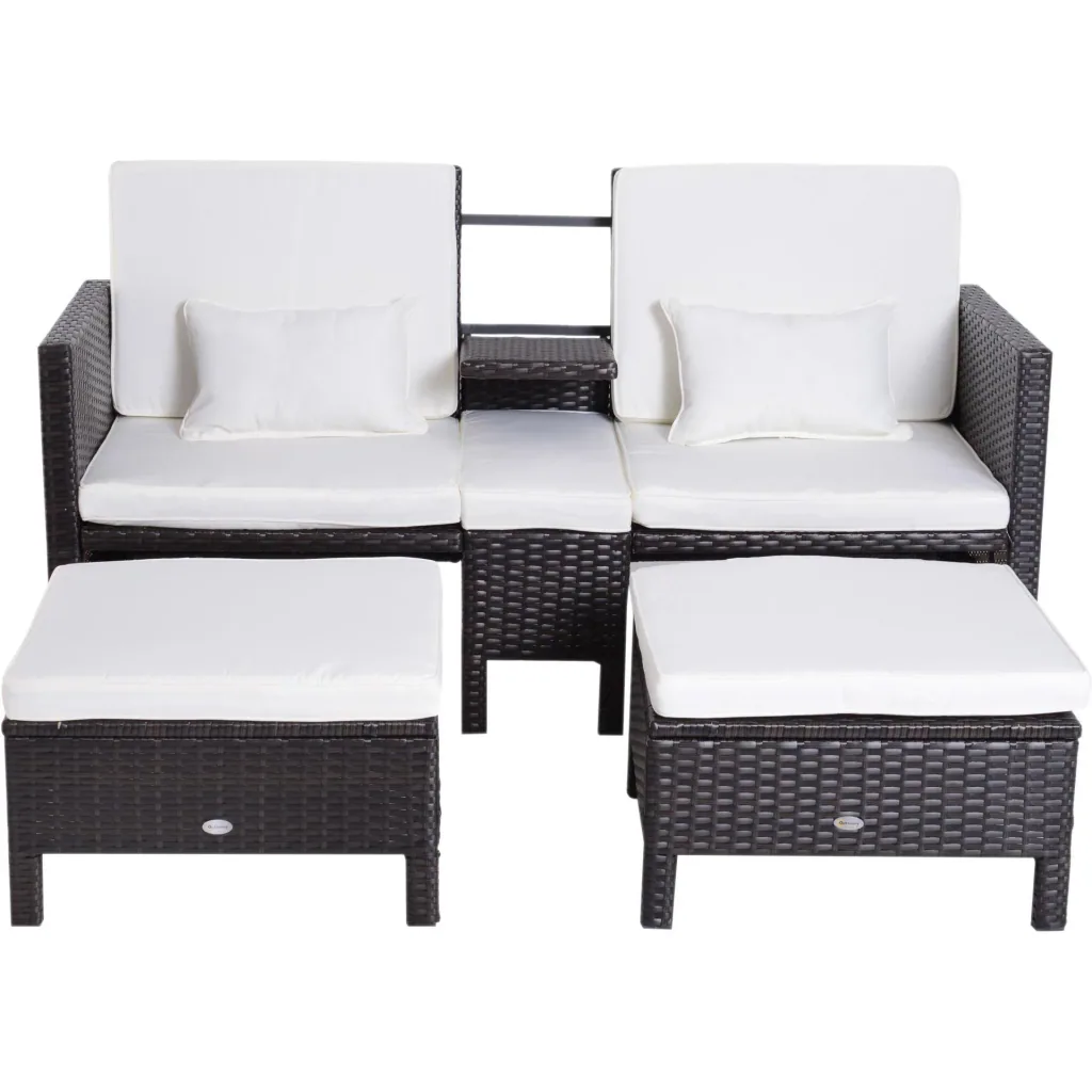 3-piece garden furniture garden sofa lounge garden set seating group rattan furniture brown polyrattan + metal