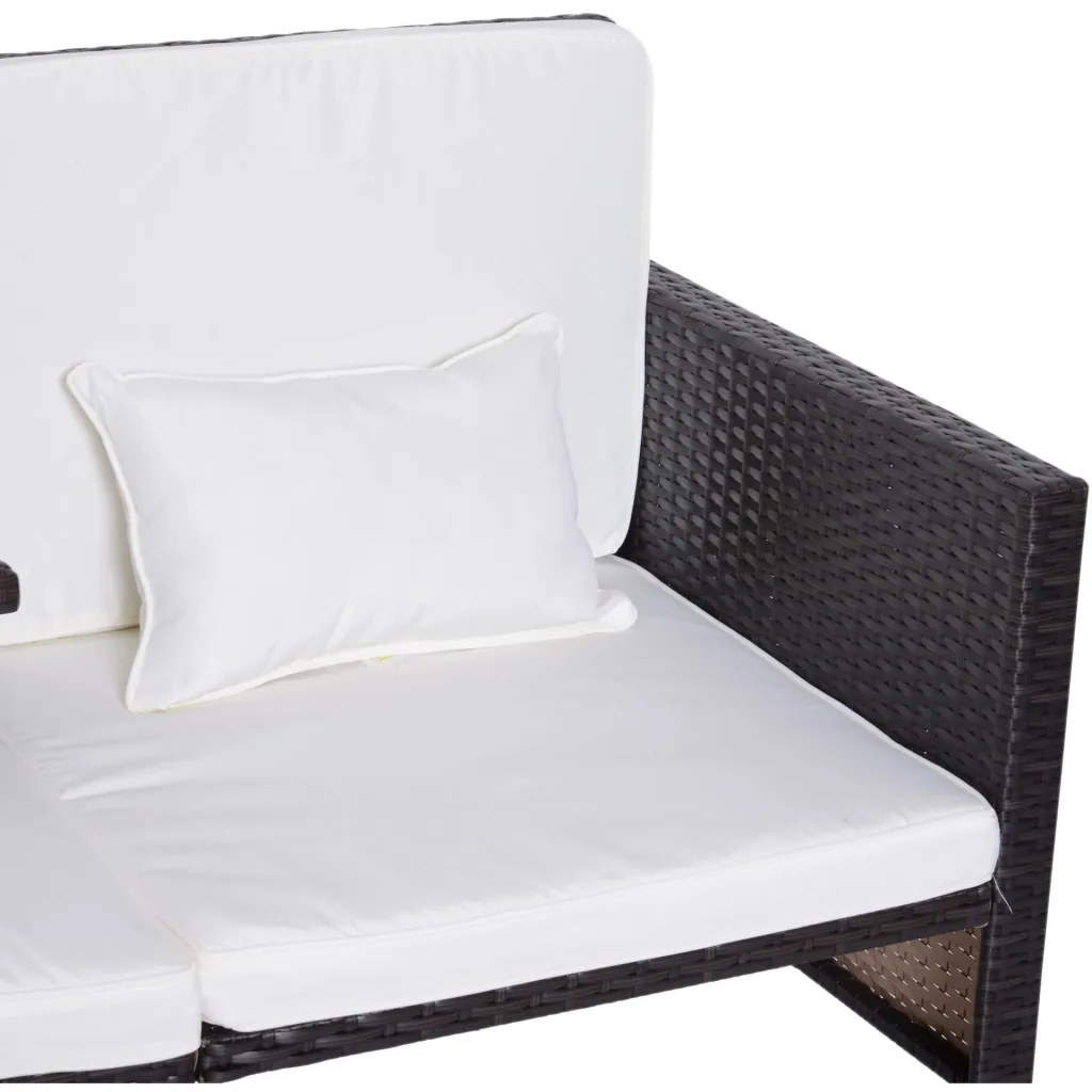 3-piece garden furniture garden sofa lounge garden set seating group rattan furniture brown polyrattan + metal