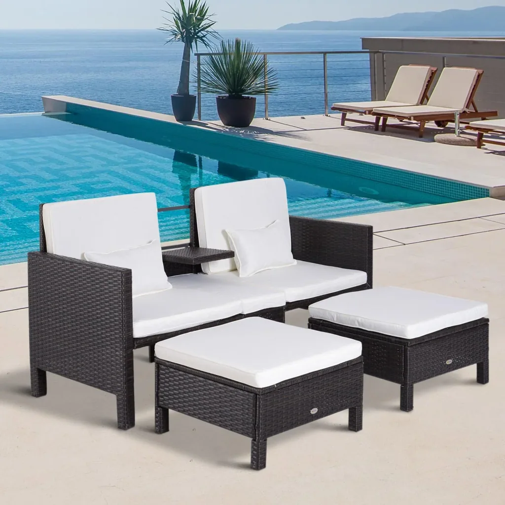 3-piece garden furniture garden sofa lounge garden set seating group rattan furniture brown polyrattan + metal