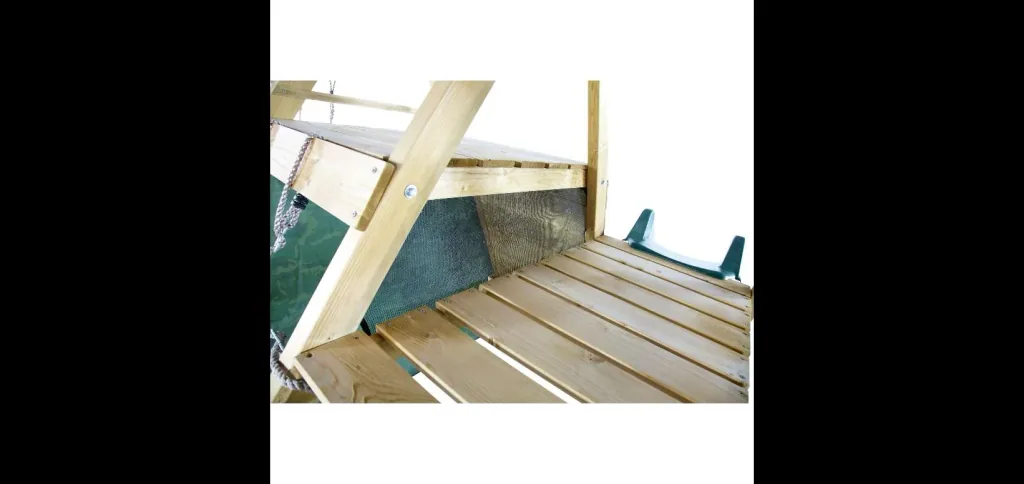 Wooden climbing pyramid with double swing, outdoor climbing pyramid, wood, climbing wall, climbing net, slide, natural