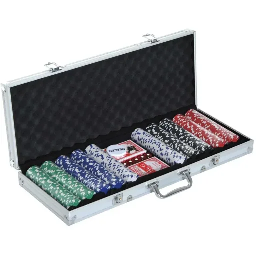 Poker case including poker set silver