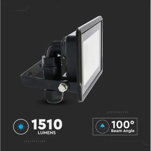 VT-128 LED Floodlight - 20 W - 1510 Lm - 6500K - Black