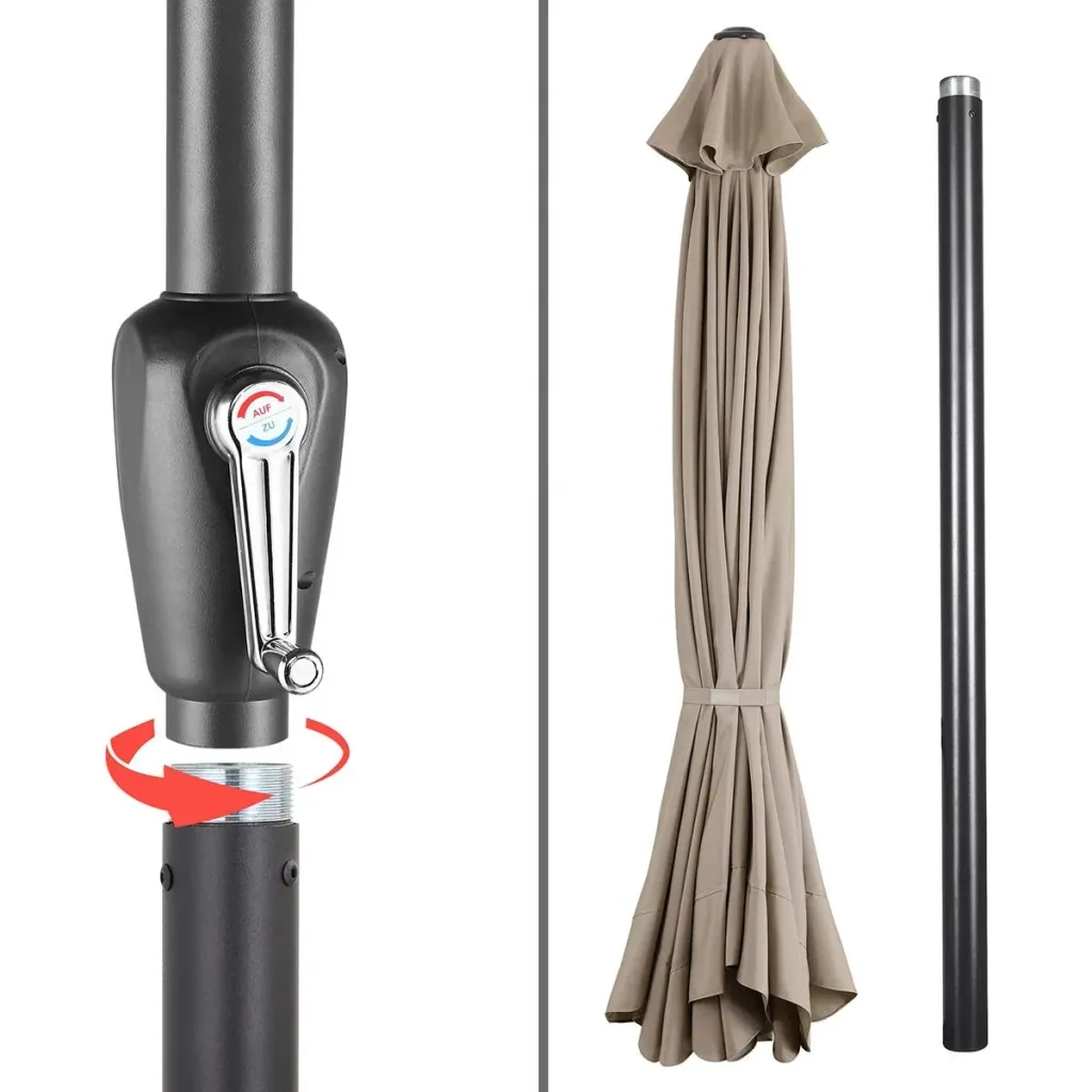 Aluminium XXL parasol - taupe - Ø330cm - 266cm high - water-repellent