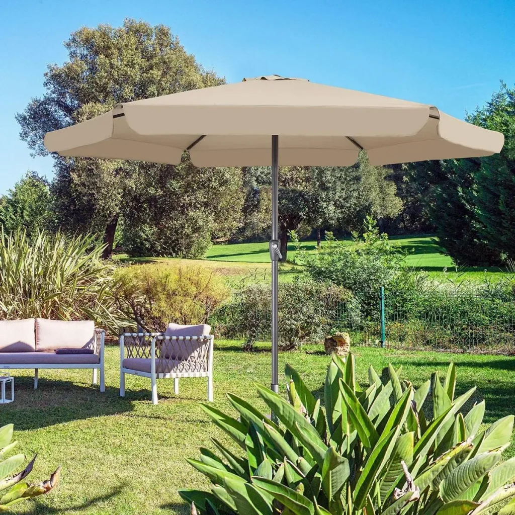 Aluminium XXL parasol - taupe - Ø330cm - 266cm high - water-repellent