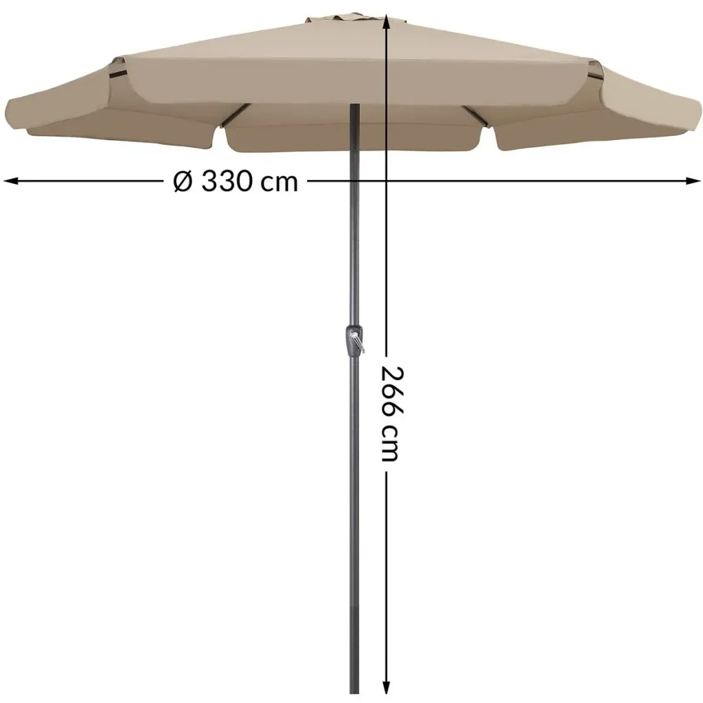 Aluminium XXL parasol - taupe - Ø330cm - 266cm high - water-repellent