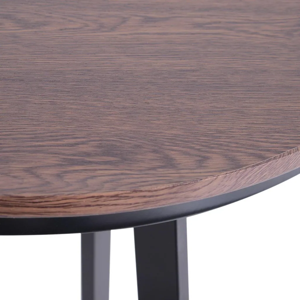 3-piece dining set, dining table, wooden table, dark natural wood look with 1 table + 2 stools