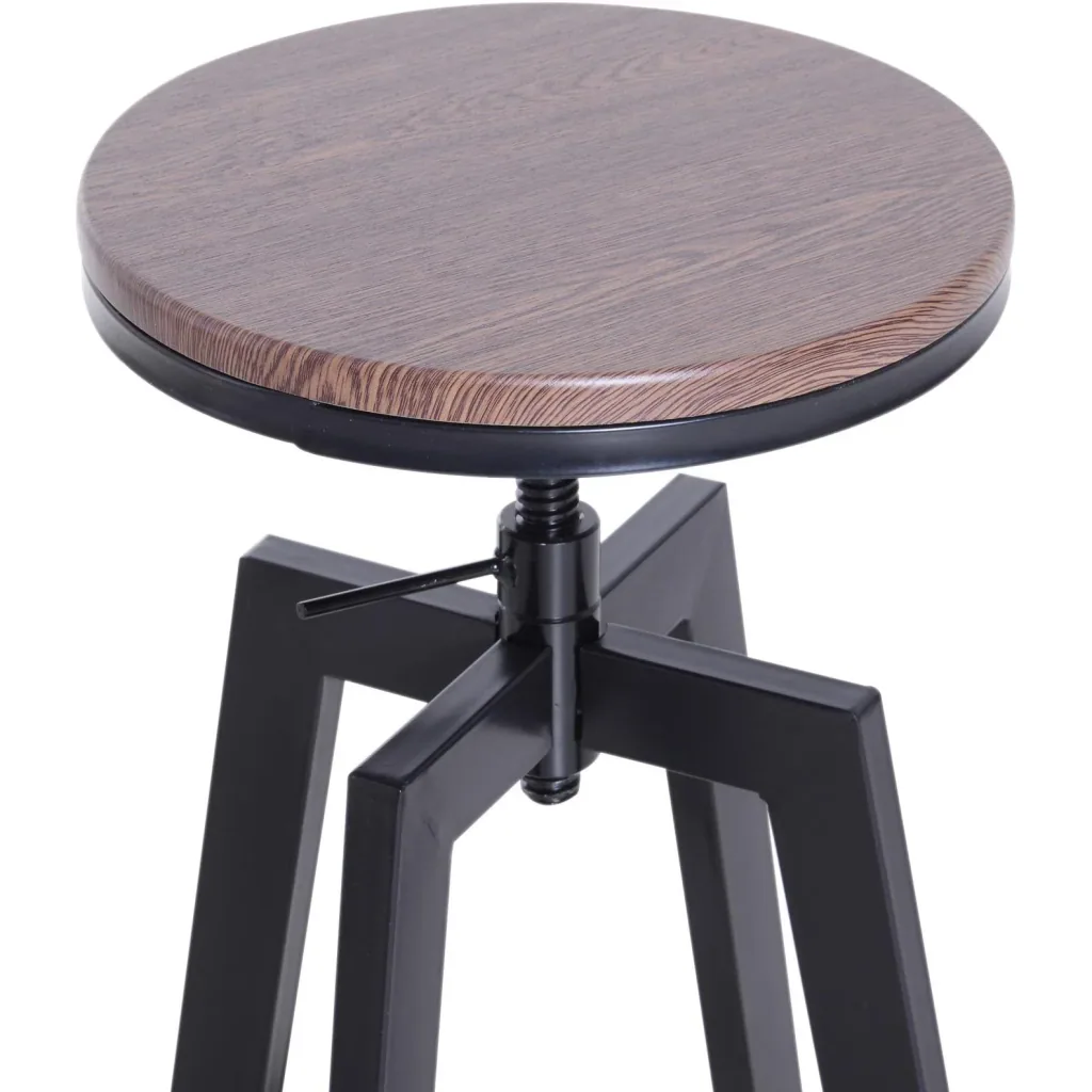 3-piece dining set, dining table, wooden table, dark natural wood look with 1 table + 2 stools
