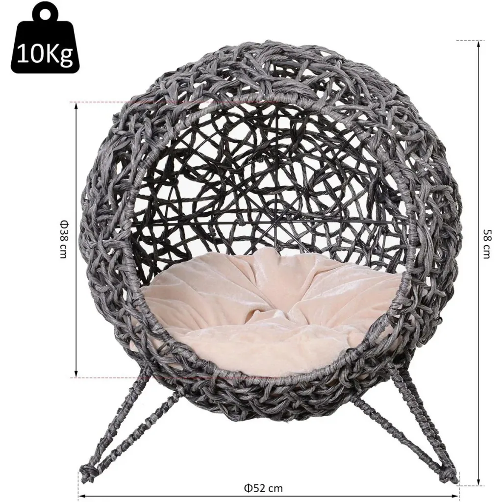 Cat basket with natural cushion