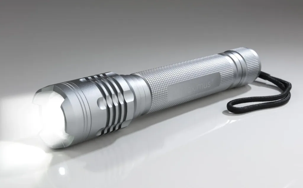 High-power LED flashlight, titanium-colored
