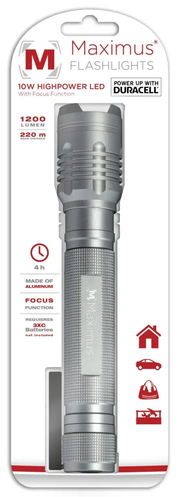 High-power LED flashlight, titanium-colored