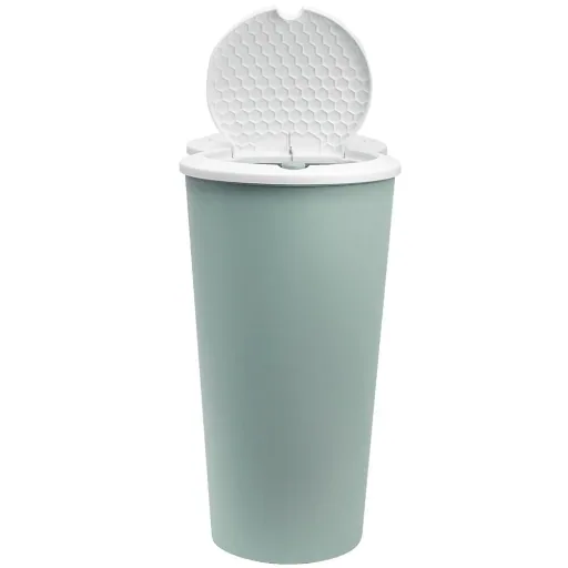 Dual waste bin for waste separation - green plastic 2x25L