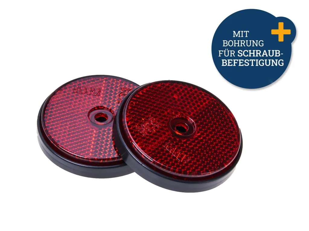 Reflector, red, round, 2 pieces