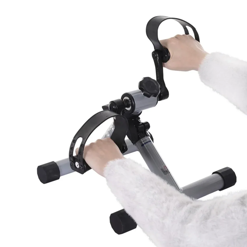 Mini exercise bike foldable and infinitely variable resistance silver-grey