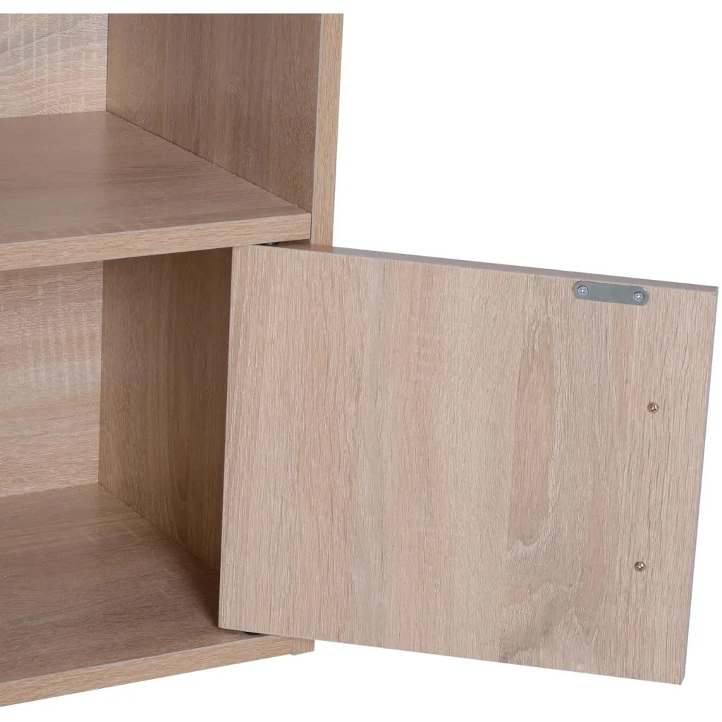 6 compartments bookcase standing shelf room divider decorative shelf cabinet wood natural 61.5 x 29.5 x 80 cm