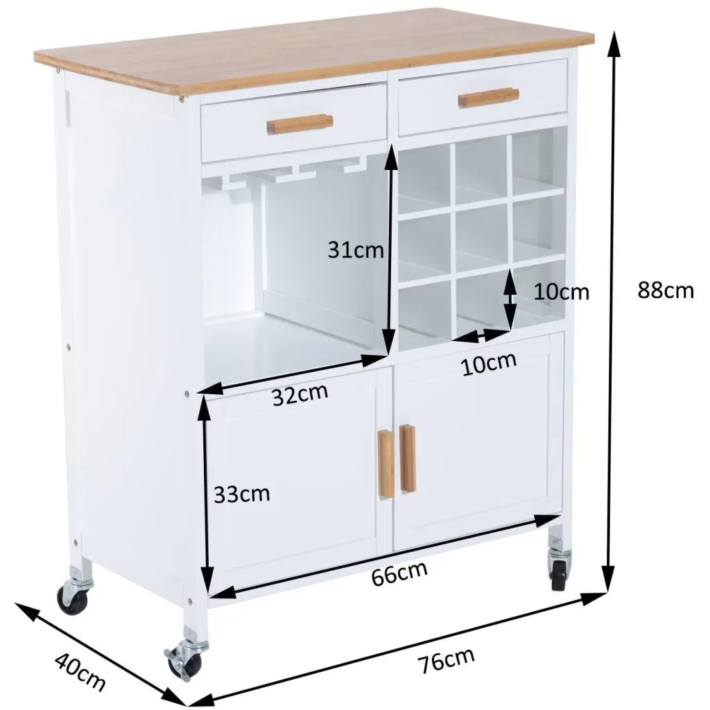Kitchen trolley serving trolley with wine rack