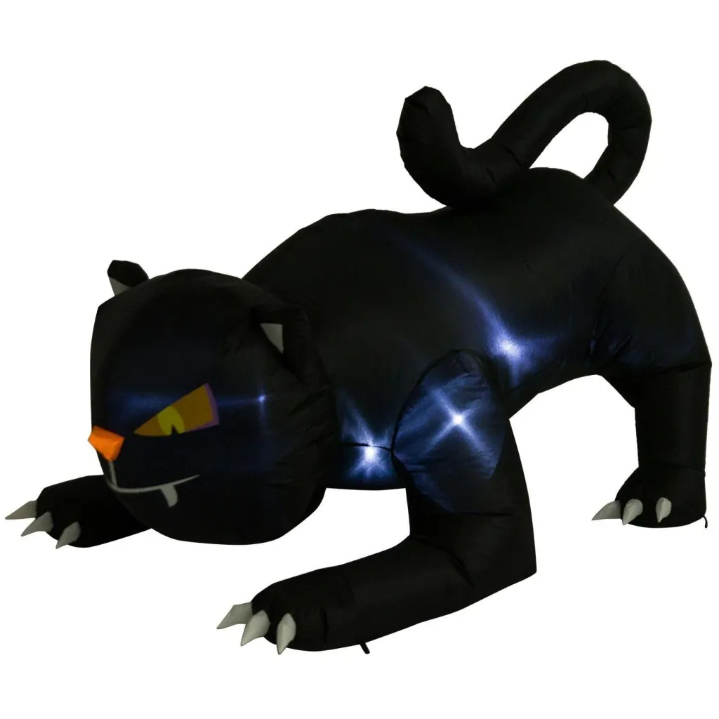 Inflatable cat Halloween figure decoration with LED black