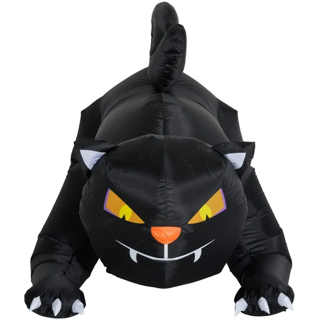 Inflatable cat Halloween figure decoration with LED black