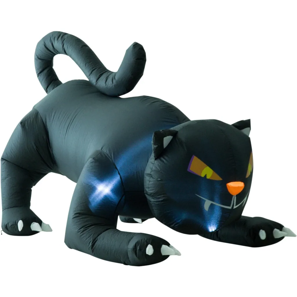 Inflatable cat Halloween figure decoration with LED black