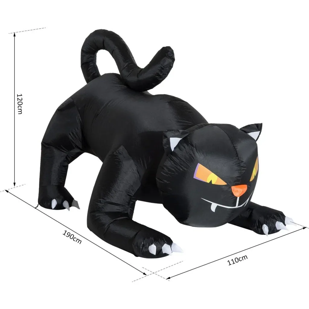 Inflatable cat Halloween figure decoration with LED black