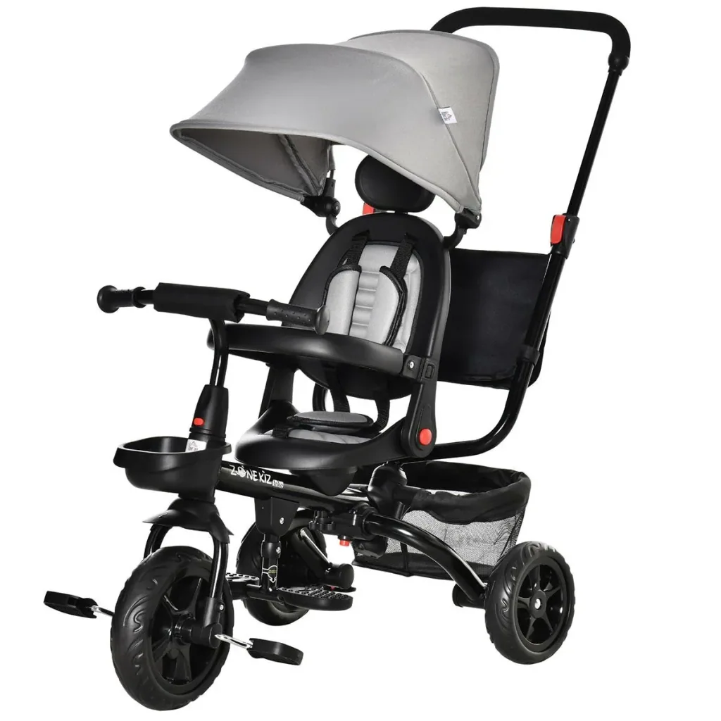 4-in-1 children's tricycle children's bike with safety belt and sun canopy tricycle children's car stroller PP plastic PA