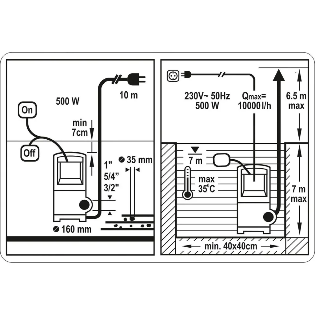 Submersible pump - 500W - 10,000l/h