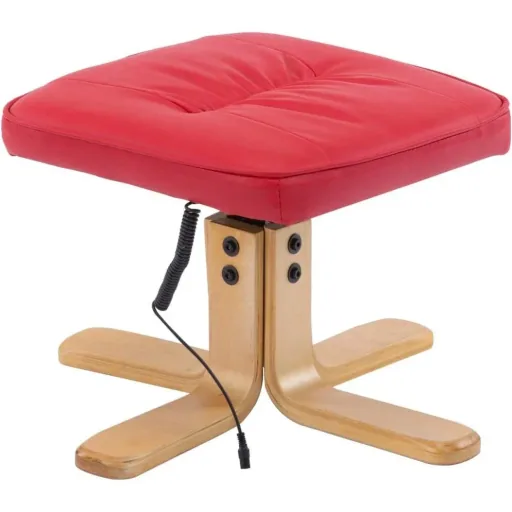 Massage table adjustable with footstool artificial leather red
