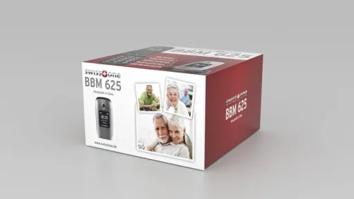 Senior flip phone BBM 625 silver-black, large 2.4" color display, additional 1.4" external display, emergency call button