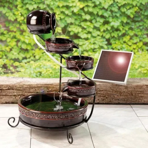 Solar cascade fountain, brown glazed