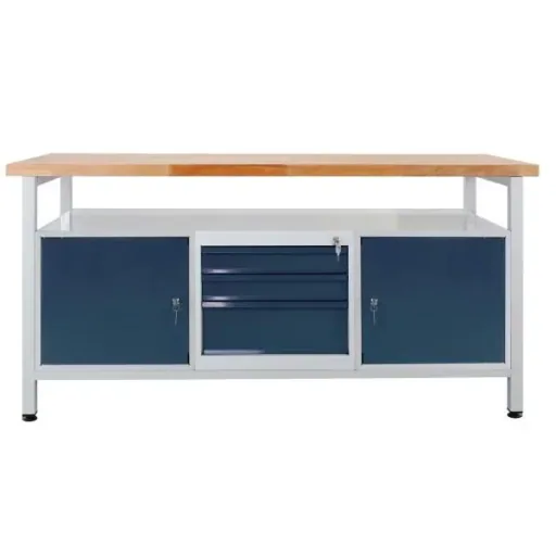 Workbench / work table 2 doors, 2 shelves, 3 drawers, L1700xW600xH840mm