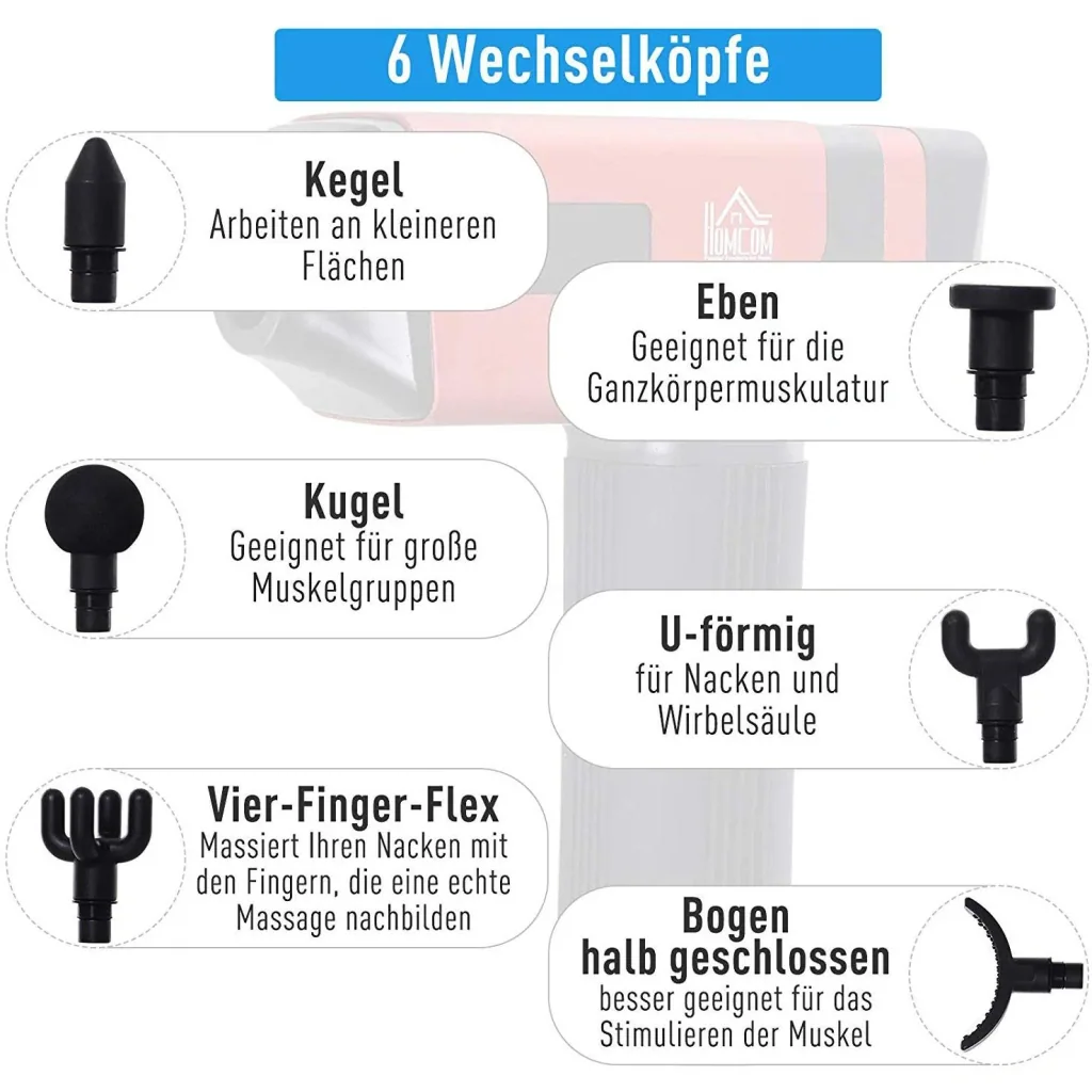 Massager with 6 interchangeable heads