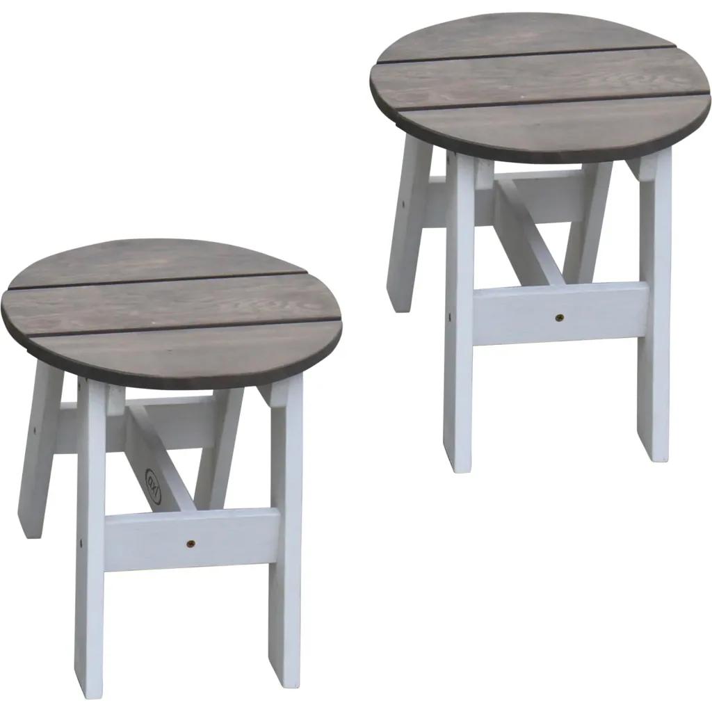 2-piece picnic stool set round gray/white