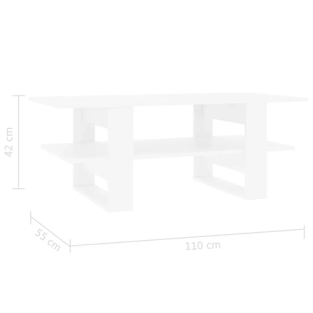 Coffee table 110x55x42 cm chipboard white